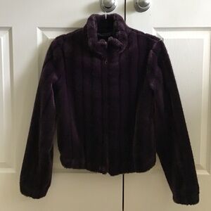 Sisley dark purple faux fur cropped jacket size S